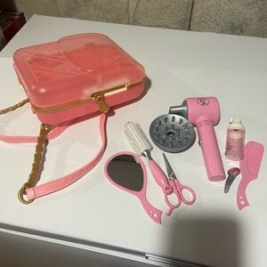 Pink Toy Hair Styling Set with Case